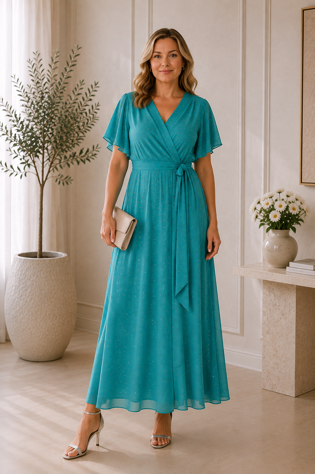 Eleganta gara kleita ar kristāliem