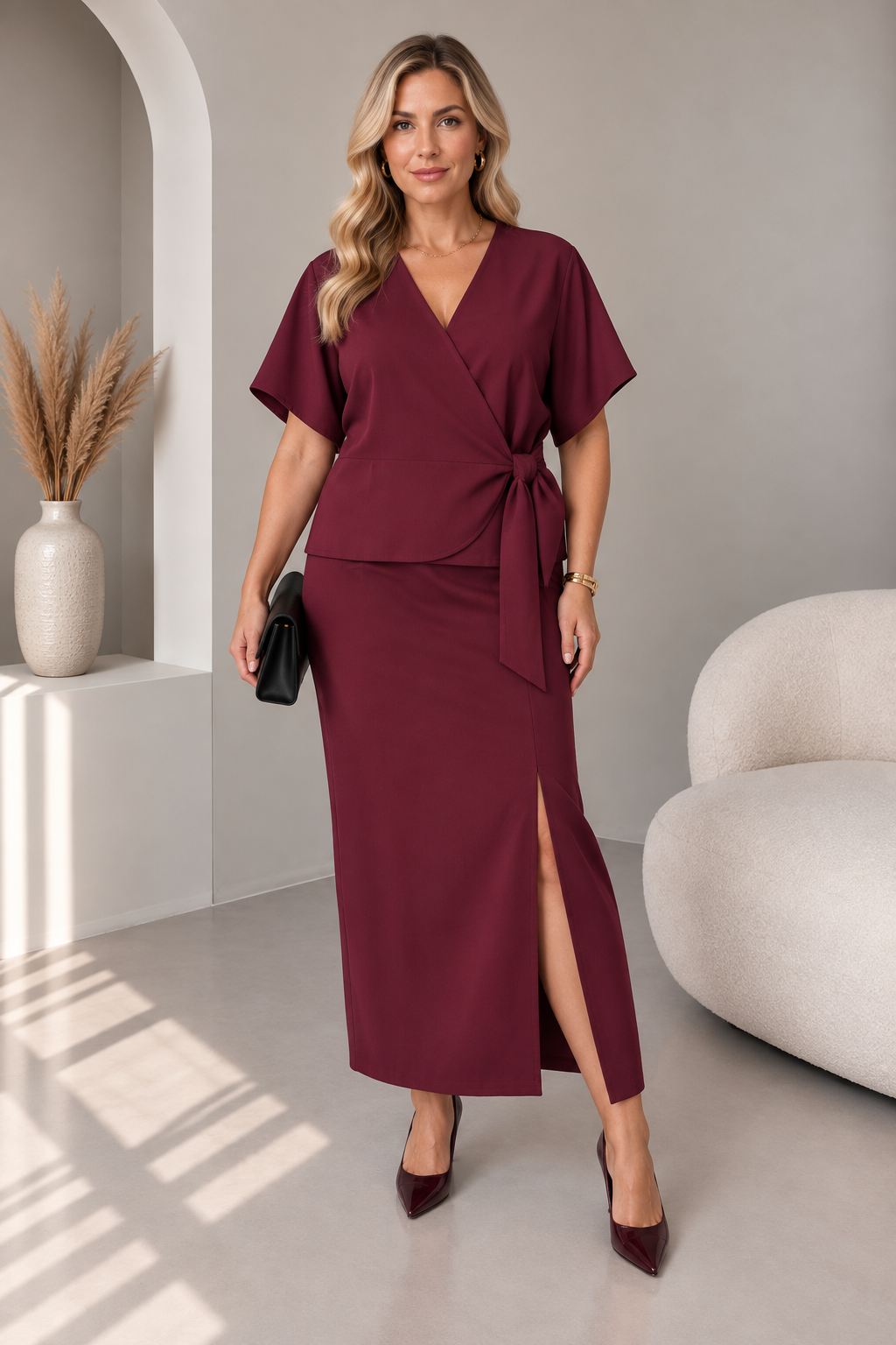 Elegants divdaļīgs kostīms ar svārkiem