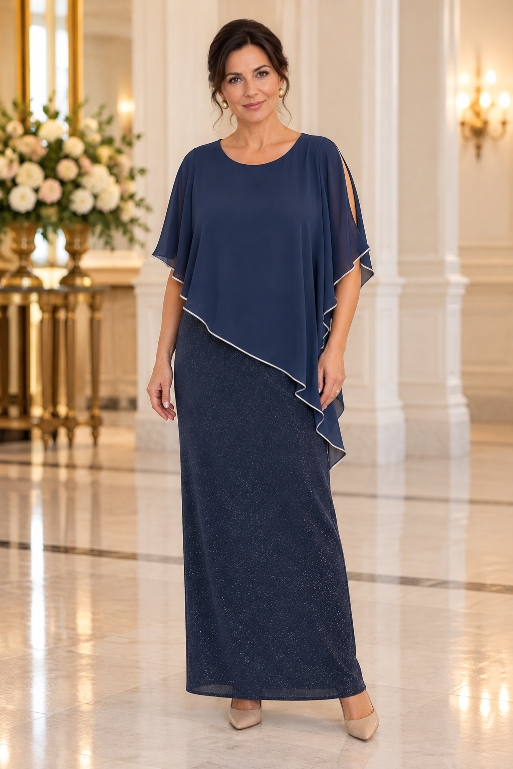 Eleganta vakarkleita tumši zilā krāsā