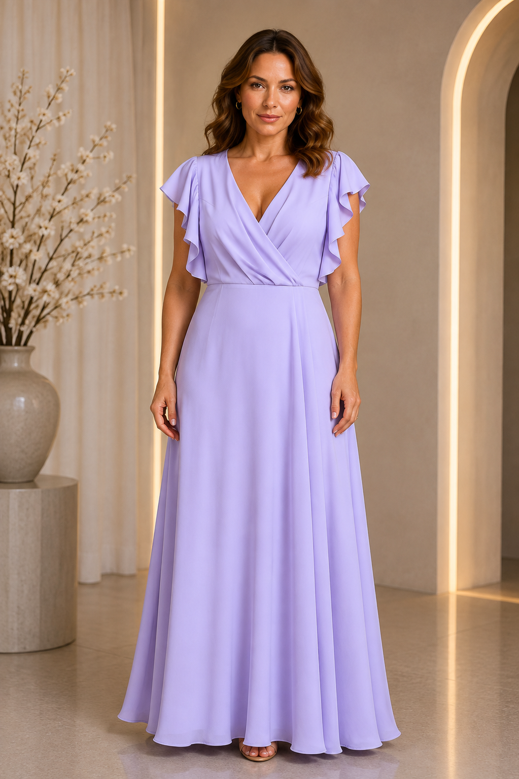 Eleganta lavandas krāsas kleita