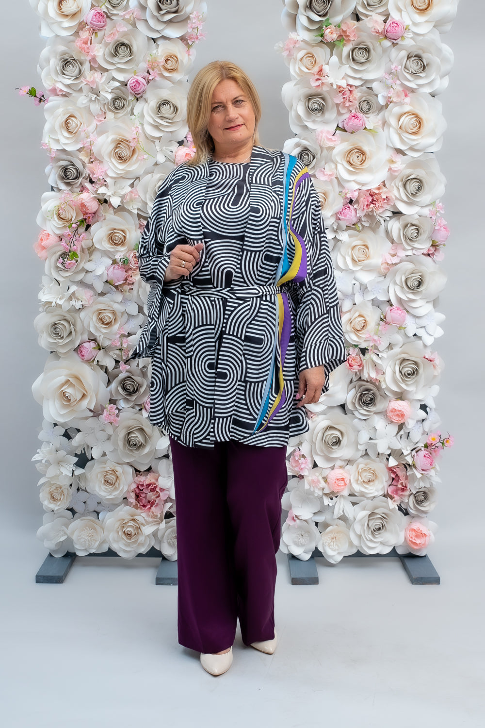Kimono stila blūze komplekts ar topu