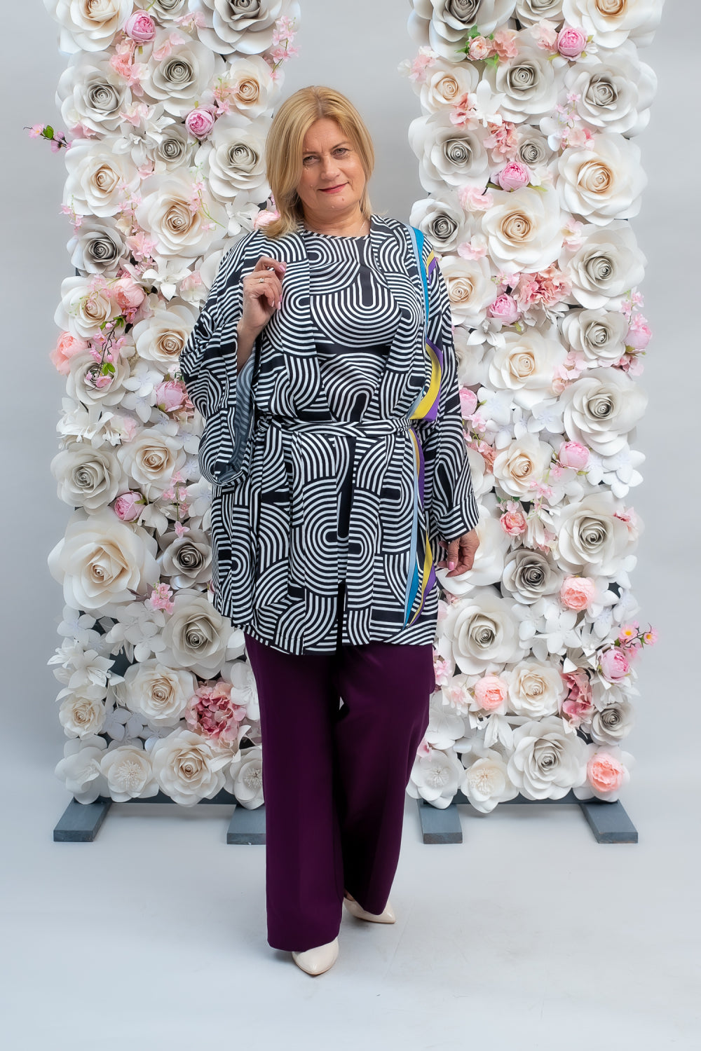 Kimono stila blūze komplekts ar topu