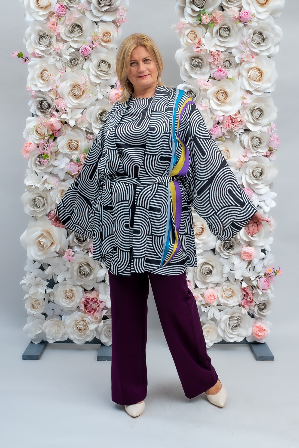 Kimono stila blūze komplekts ar topu