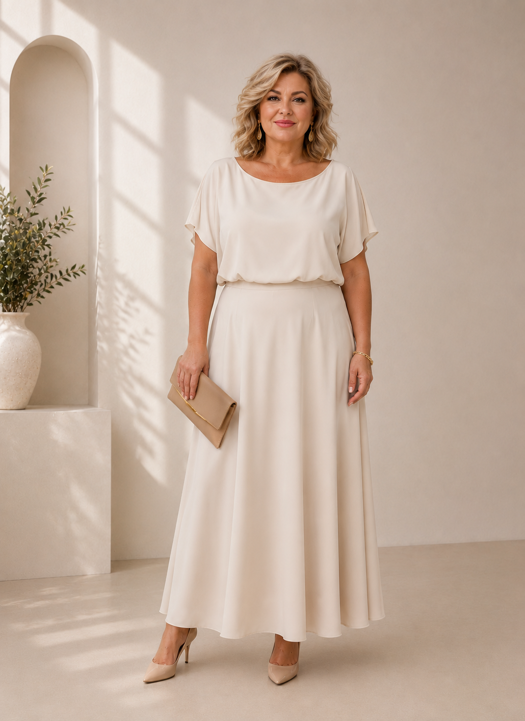 Eleganta gara kleita pūdera tonī