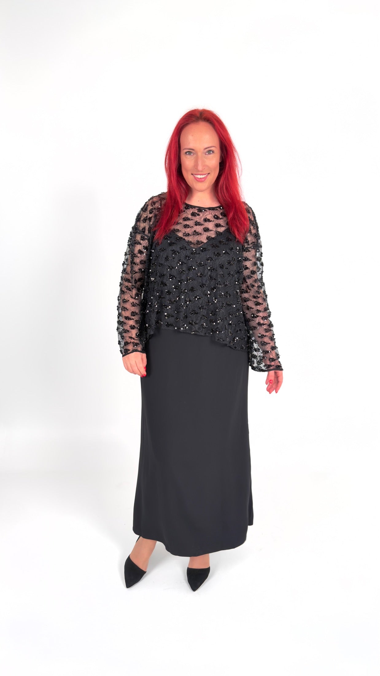 Gara lencīšu kleita ar virsblūzi