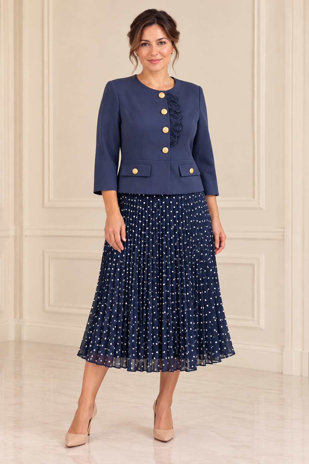 Elegants komplekts tumši zilā krāsā