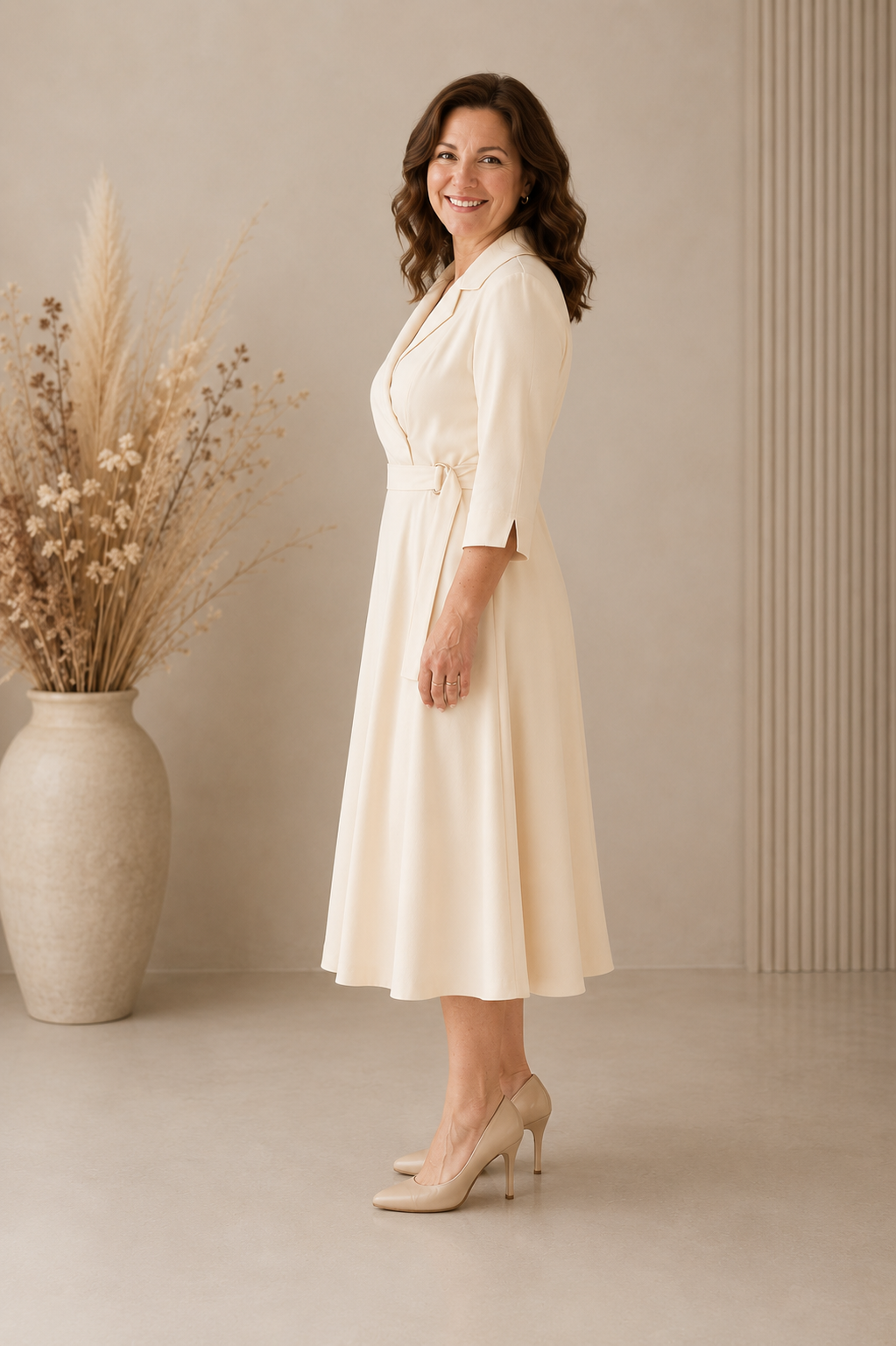 Eleganta krēmkrāsas kleita