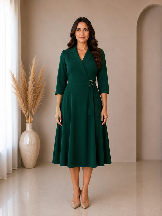 Eleganta midi kleita smaragdzaļā krāsa