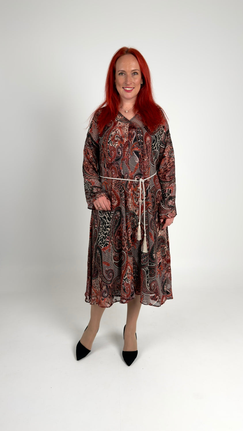 Šifona kleitas komplekts ar apakškleitu un jostu